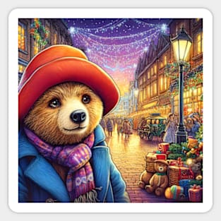 Charm and Cheer: Festive Paddington Bear Christmas Art Prints for a Whimsical Holiday Celebration! Sticker